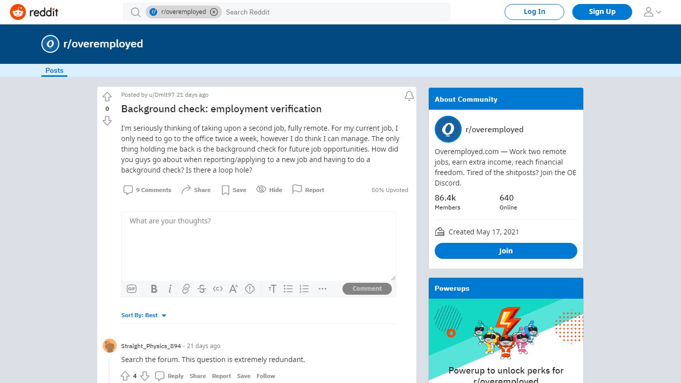 Background check: employment verification : overemployed